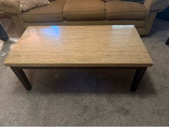 Coffee table and two side tables and lamps