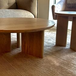 Solid Oak Nesting Tables (set Of 2) - Modern natural Wood 