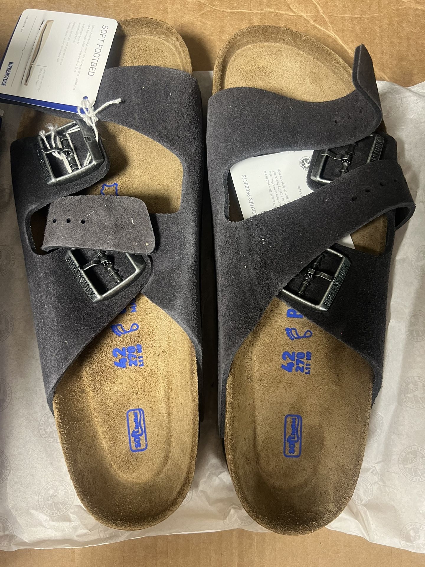 BIRKENSTOCK - ARIZONA SOFT - VELVET GRAY SUEDE LEATHER size 42