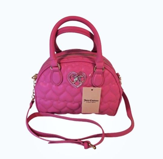 Juicy Couture "Flawless Dome Satchel' Bag in Heart Quilted Pink
