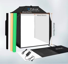 16 inch portable, collapsible photo studio cube complete with lights