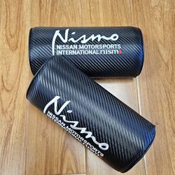 Brand New 2PCS JDM NISMO Carbon Fiber & Embroidery Car Seat Neck Cushion Pillow Headrest  