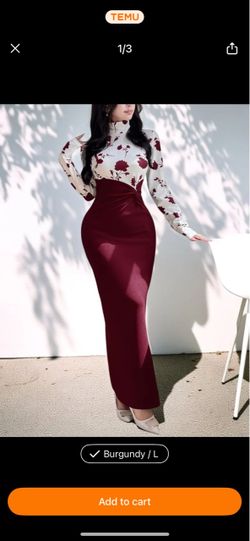 Large champagne, maroon dress