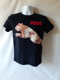 Puma boys black short sleeve graphic t-shirts size L(14-16)