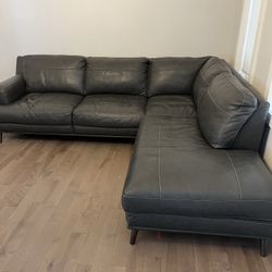 Gray Leather Sectional