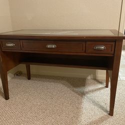 Solid wood computer desk/table w/glass top
