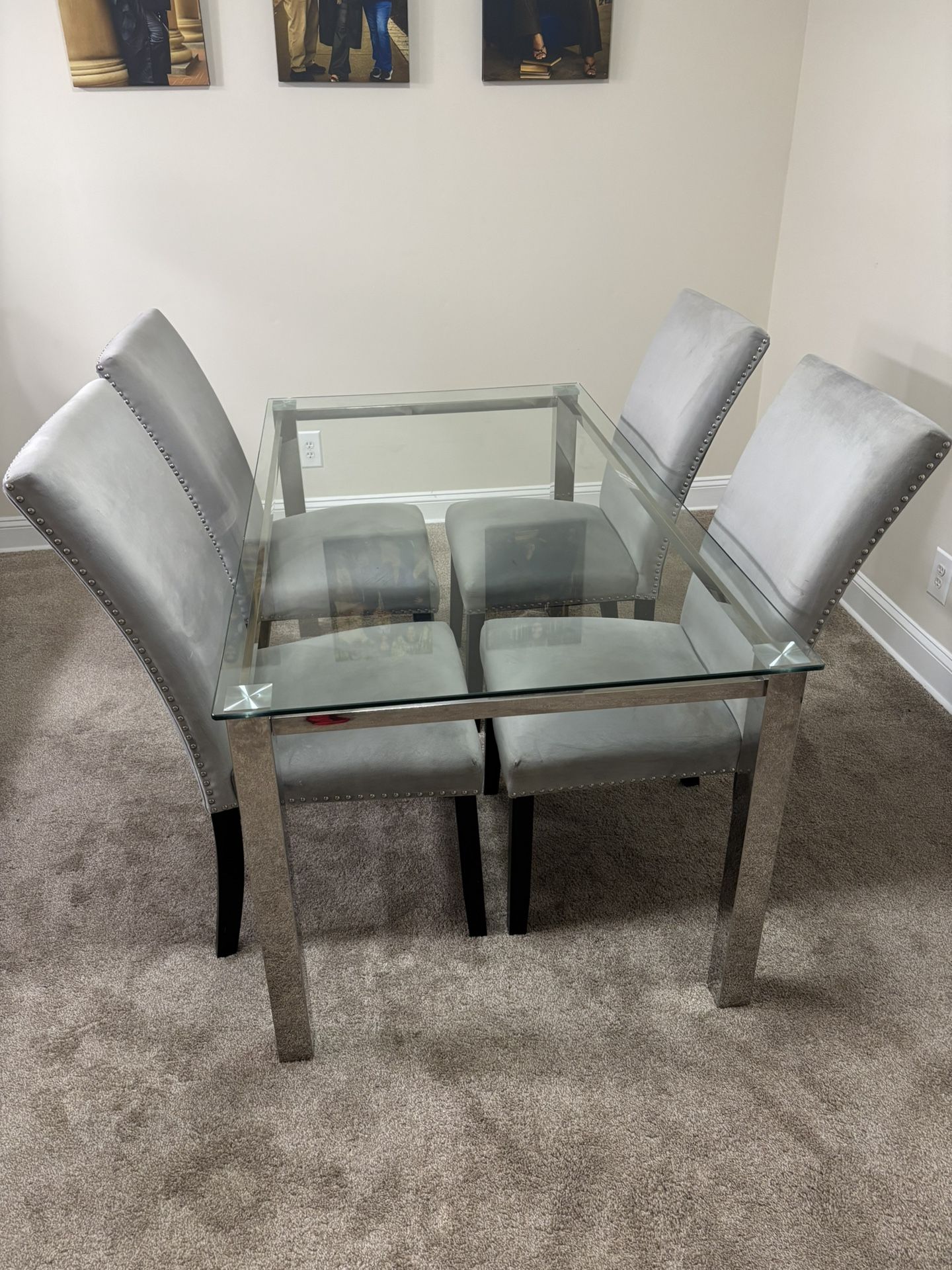Glass Dining Table With 4 Chairs