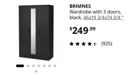 IKEA BRIMNES 3-Door Wardrobe Black