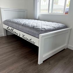 White Twin Bed With Mattress 