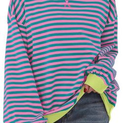 Women's Sweatshirt  Spring Crewneck Striped Long Sleeve Shirt Hoodie Top Y2K Outfits