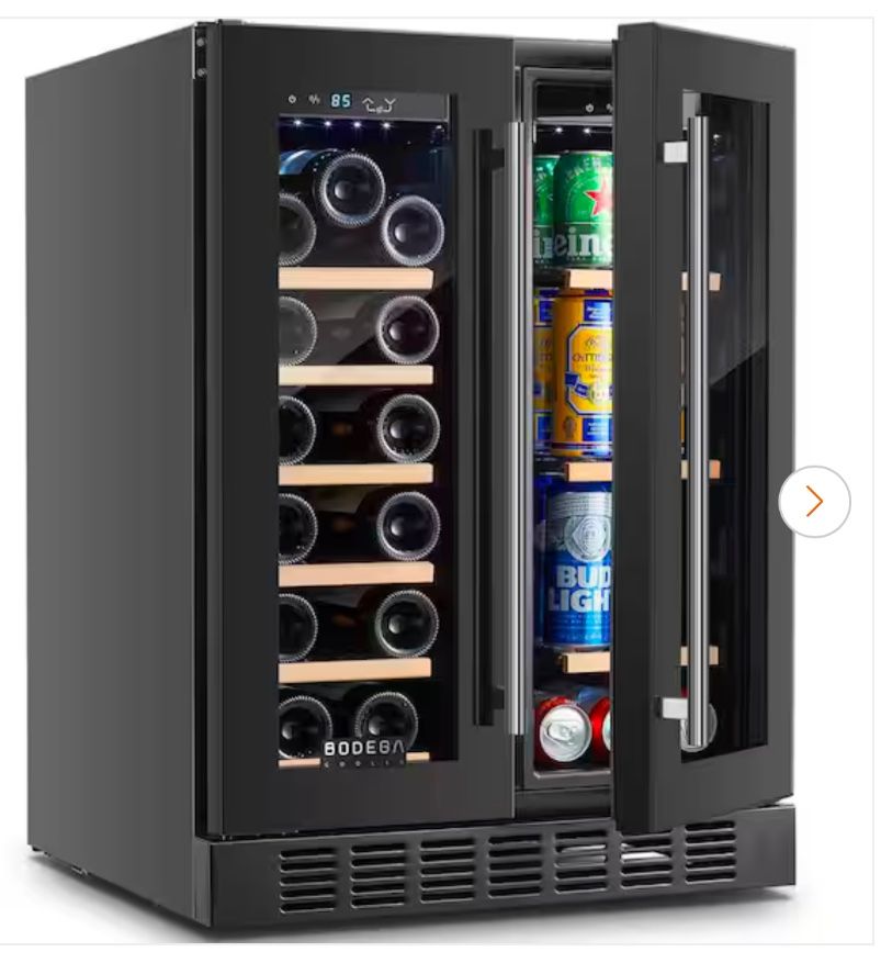 24 in. Dual Zone 17-Wine Bottles and 77-Cans Built-In and Freestanding Beverage & Wine Cooler in Black