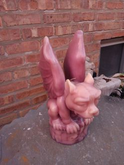Pink Candle Gargoyle Statue Decor