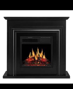 Black Electric Fireplace with Mantel