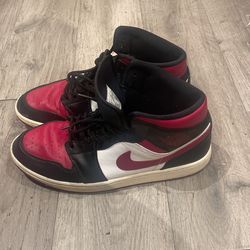 Air Jordan 1 Mid Sneaker , Red, Off Noir, & White Size 11 $50 OR BEST OFFER!