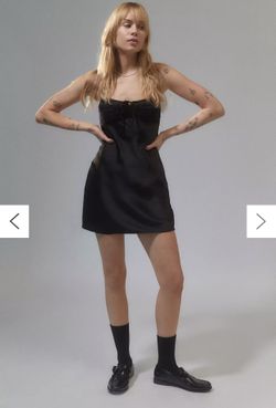 🖤 New Urban Outfitters Black Satin Mini Dress ✨ Slip Dress Size XS 