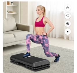 43" Exercise Aerobic Step Platform, Adjustable Fitness Stepper with 4 Stackable Risers, Aerobics Stepper Workout Stepper for Home Gym Cardio Strength