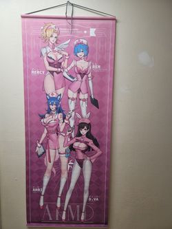 Anime Wall scroll Poster Nurse ver. - Mercy - D.VA - Rem - Ahri - Leauge of legends - Overwatch - re:Zero