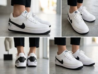 Nike Air Force 1 white sneakers with black Nike swoosh #airforce1 #basketball In 90% new condition