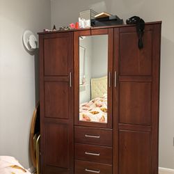 Palace Imports 100% Solid Wood Cosmo 3-Door Wardrobe Armoire with Solid Wood or Mirrored Doors -