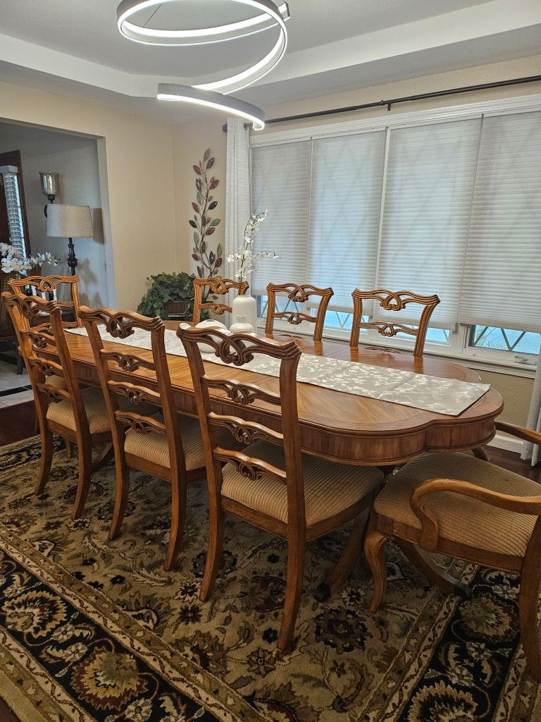 Large 8-Seater Dining Table With Chairs