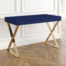 Navy Blue & Gold Writing Desk (Brand New In Box)