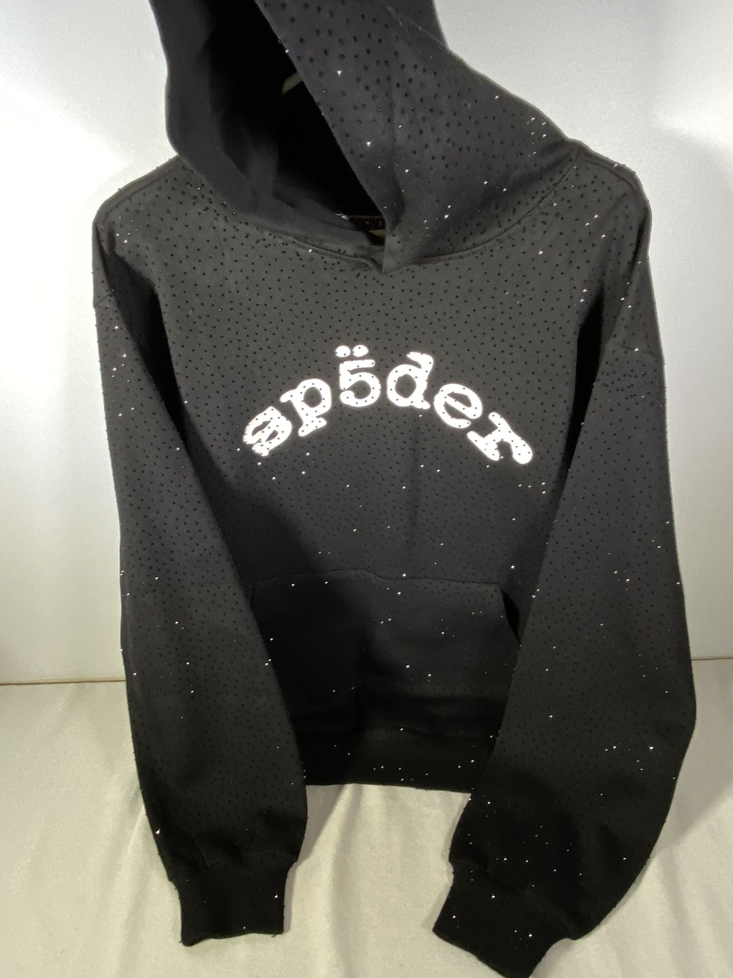 Sp5der Hoodie Long Sleeve Rhinestone Black Men Size Small