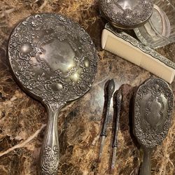 Silver Antique Brush Set $200