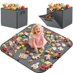 2 In 1 Toy Storage Play Mat, Storage Box for Kids Children Space Adventures