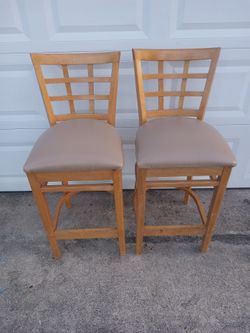 2 Tall Wood Chairs