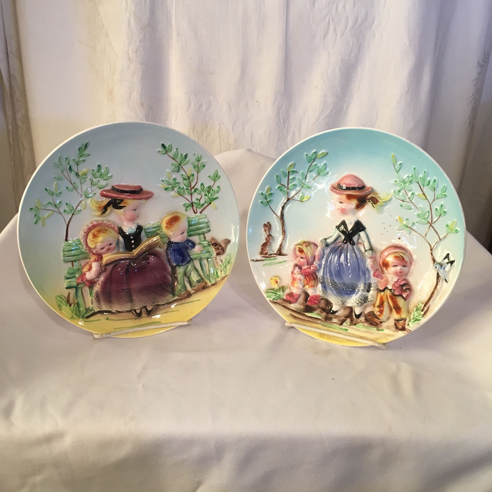 Vintage 1950s Porcelain 3D Wall Plates