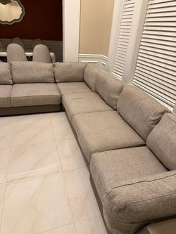 Gray Fabric L-Shaped Sectional Sofa