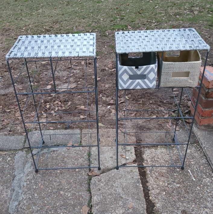 Set Of 2 Metal Storage Racks For Sale