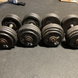 Heavy Dumbbells: 85 lb Set, 75 lb Set