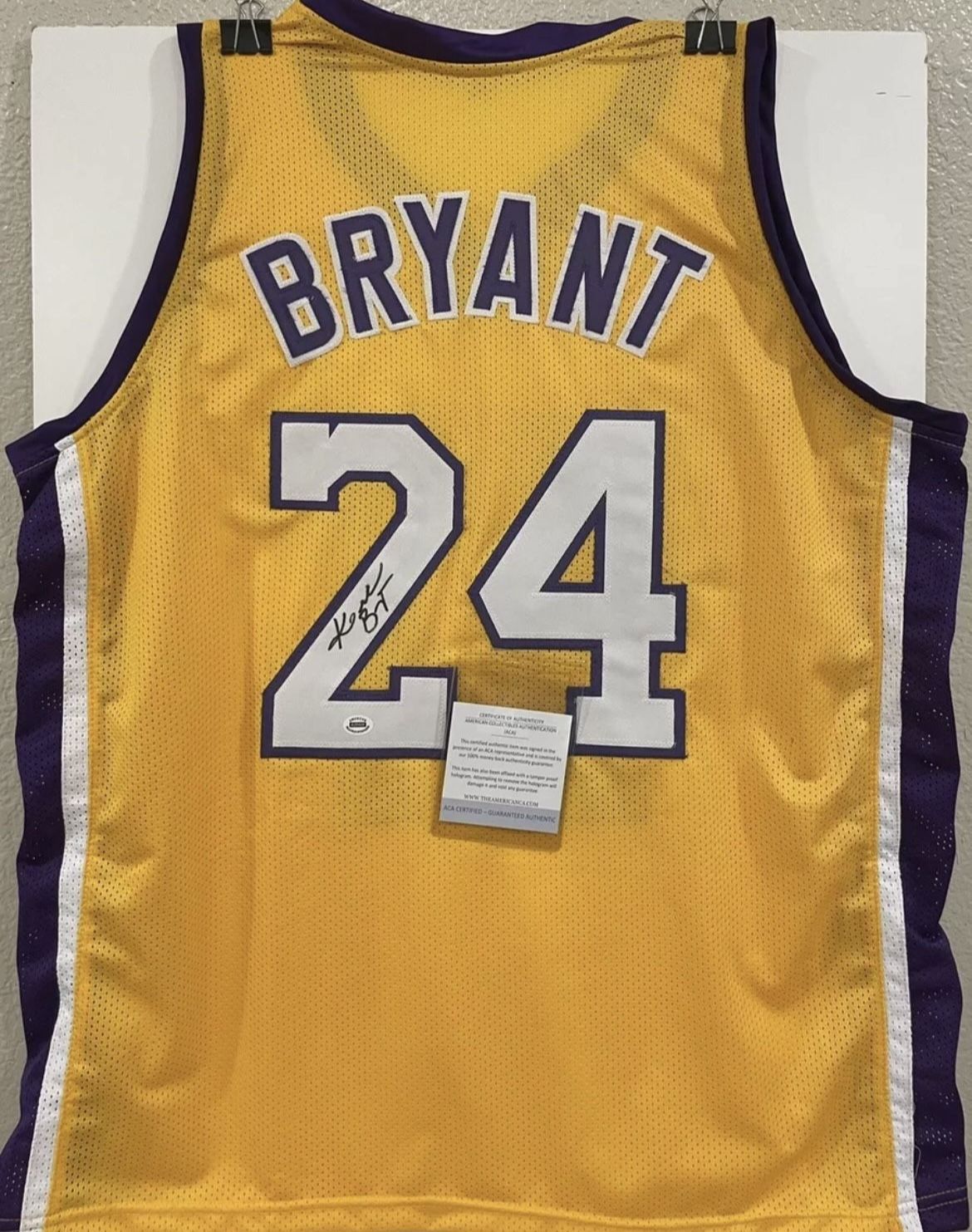 Kobe Bryant Autographed Los Angeles Lakers Signed Custom Jersey with ACA COA