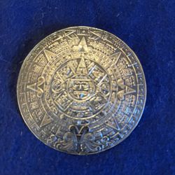 Vintage Large BERTHA HECHO EN MEXICO 925 Aztec Mayan Calendar Pin Brooch Pendant