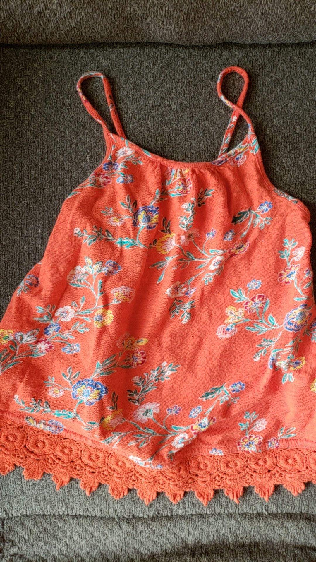 Baby girl orange old navy floral sleeveless blouse 4t