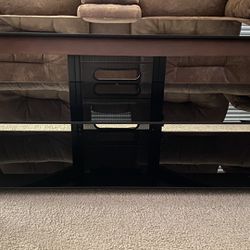 TV Stand With Smoked Glass Shelves 
