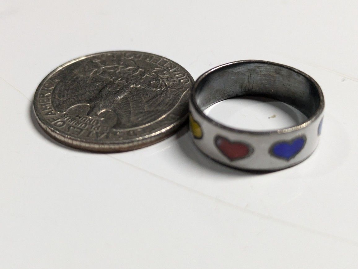 Wedding, Enamel Artist 💜❤️💜, Size 4.5, Sterling Silver 925