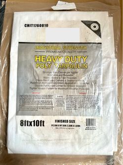 Heavy Duty Waterproof Poly Tarp 8 ft x 10 ft – Outdoor Cover