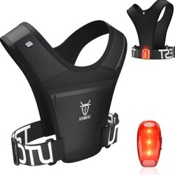  Running Vest for Women & Men w/FREE LED Safety Light, Running Phone Holder, Reflective Vest with Adjustable Belt & Ample Storag