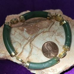 Gold filled nephrite jadite Bracelet 