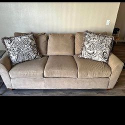 Beautiful Beige Lazy Boy La-Z-Boy Sleeper Sofa with Queen Size Mattress Like New with Pillows!