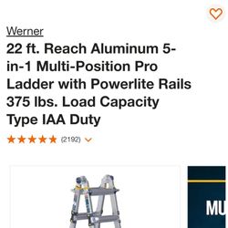 Werner Ladder Adjustable 5 To 22 Feet         Escalera ajustable de 5 a 22 pies