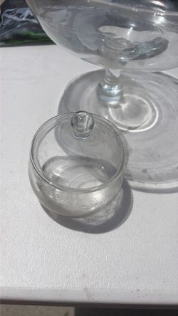 Glass bowl and 2 side containers