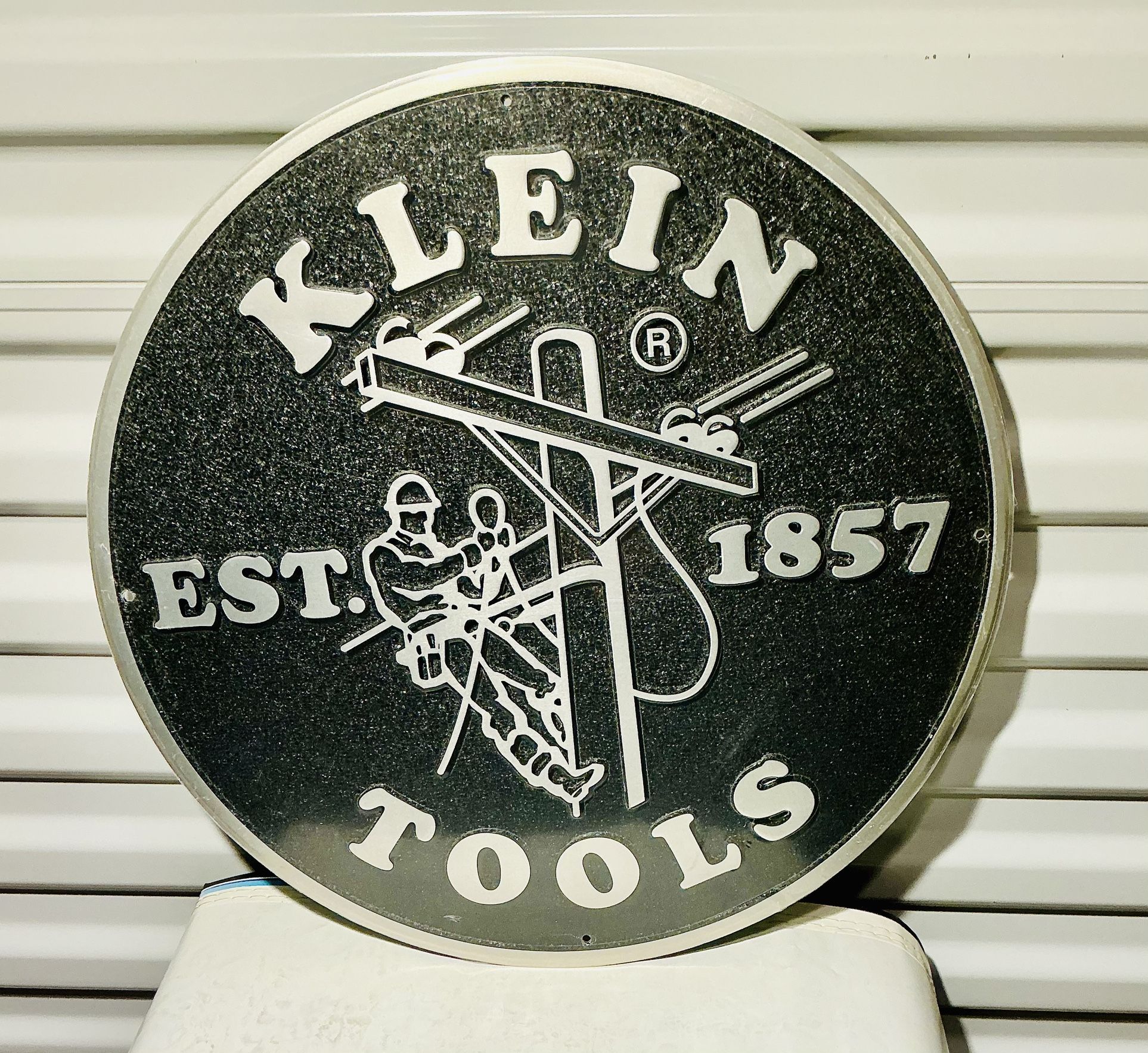Klein Tools 12" Sign Est 1857 Black & White Logo Metal