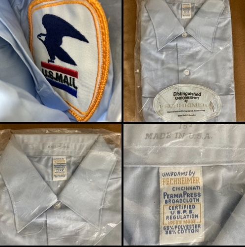 New Old Stock Vintage US MAIL UNIFORM SHIRT Fechheimer USA MENS 15.5 Short Sleeve Button Down