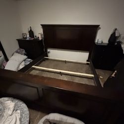 King Size Ashley Furniture Wood Bed Frame 