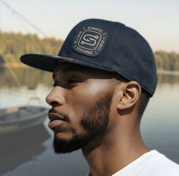 Simms Flatbill Men’s High Crown Black Baseball Cap Sz OS
