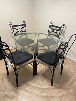 Round glass kitchen table set