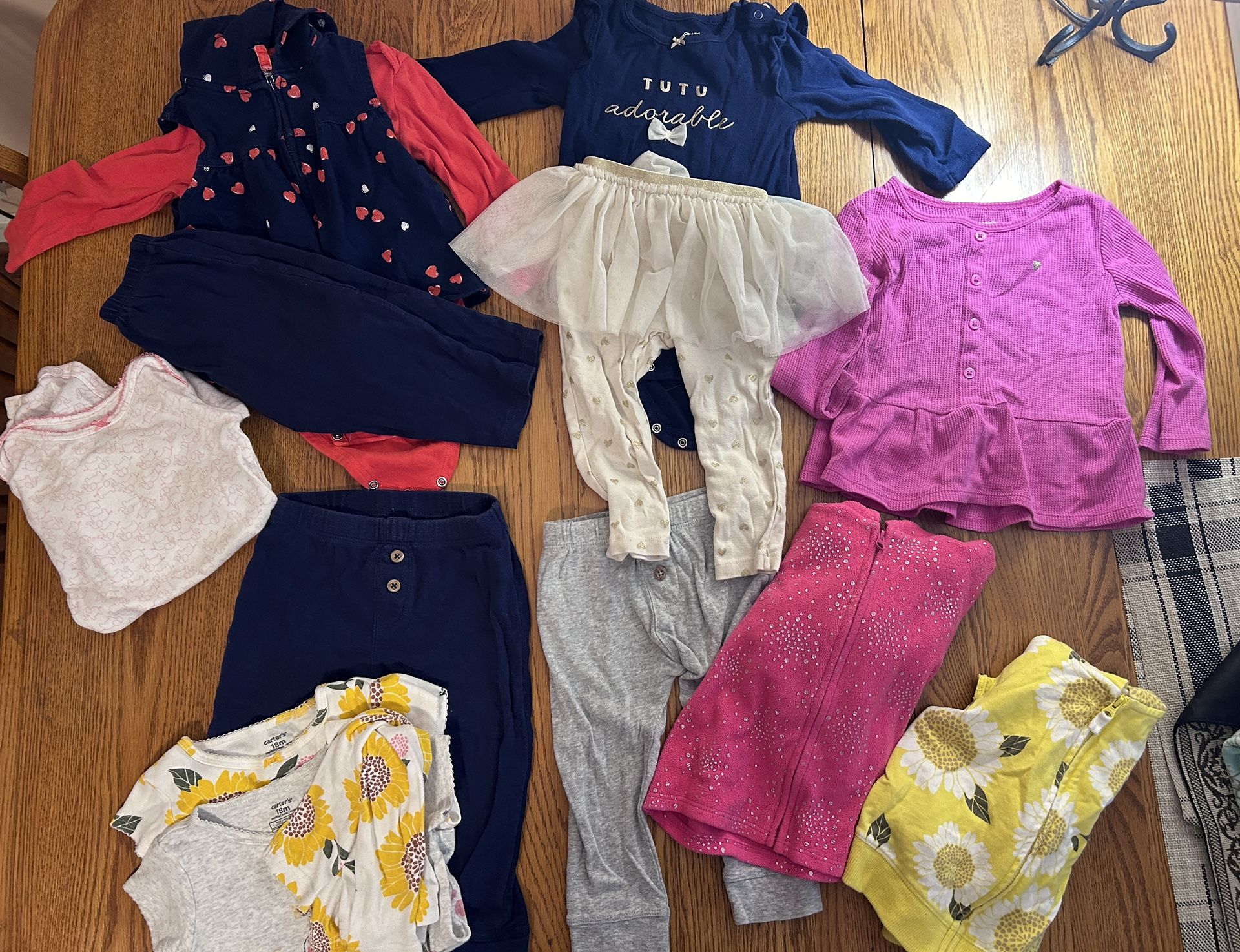 Lot of 9 - Girls 18mt Sets, long sleeve shirt, PJ, Pants